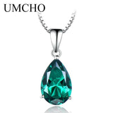 925 Silver Nano Emerald Green Pendant Necklace Romantic Wedding