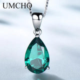 925 Silver Nano Emerald Green Pendant Necklace Romantic Wedding