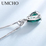 925 Silver Nano Emerald Green Pendant Necklace Romantic Wedding