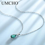 925 Silver Nano Emerald Green Pendant Necklace Romantic Wedding