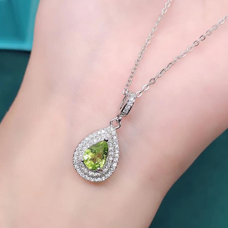 Natural Peridot Necklace Amethyst Jewelry Girl's Gift