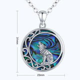 Eudora Silver Wolf Necklace Abalone Shell Pendant Jewelry