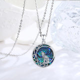 Eudora Silver Wolf Necklace Abalone Shell Pendant Jewelry