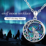 Eudora Silver Wolf Necklace Abalone Shell Pendant Jewelry