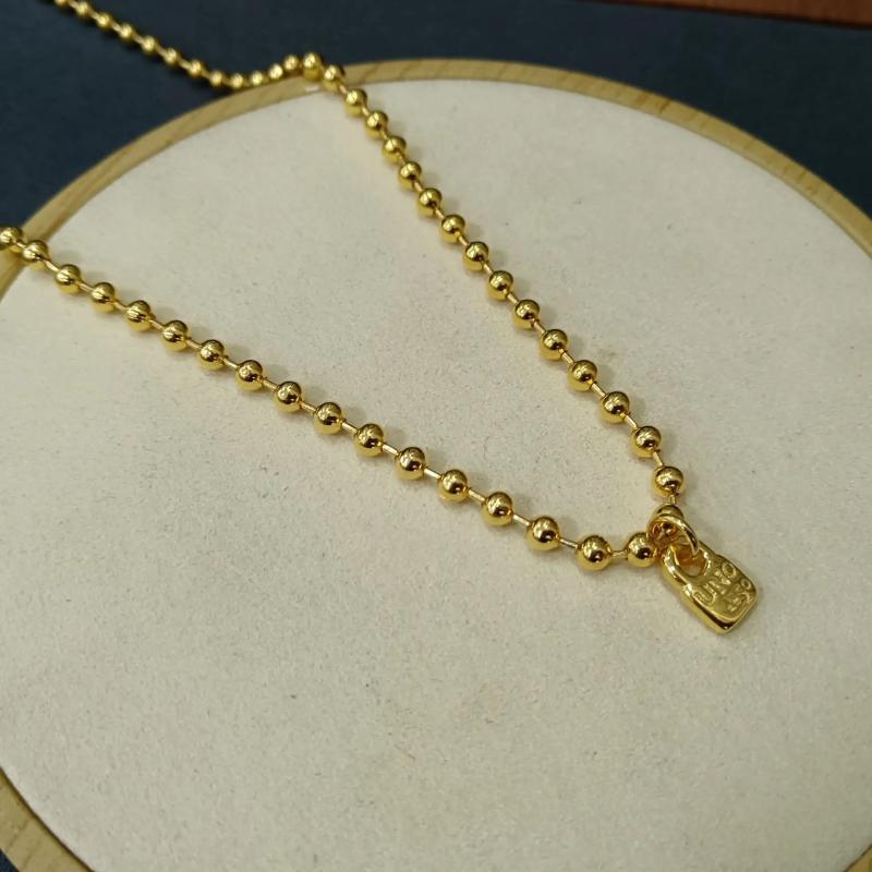 Electroplating 925 Silver Beads Chain Lock Necklace