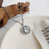 Vintage Portrait Coin Round Pendant Necklace 925 Sterling Silver