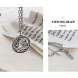 Vintage Portrait Coin Round Pendant Necklace 925 Sterling Silver