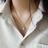 Vintage Portrait Coin Round Pendant Necklace 925 Sterling Silver