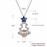 925 Silver Christmas Tree Pearl Pendant Necklace for Women