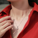 1CT Moissanite Diamond 6.5mm Pendant Necklace 925 Sterling Silver Bridal Jewelry