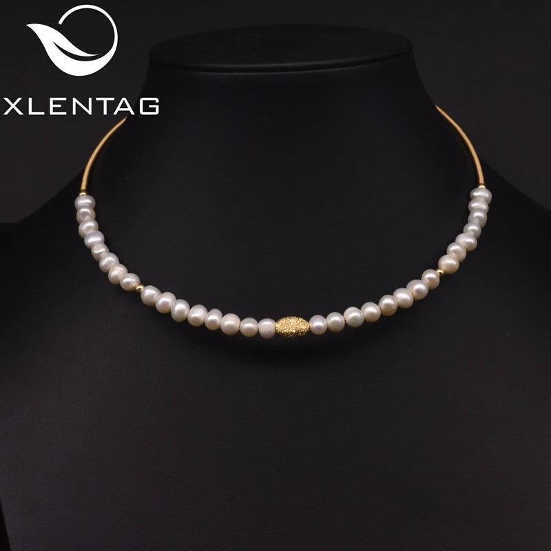 Xlenag Freshwater Pearl Open Collar Necklace Gift For Family Friends