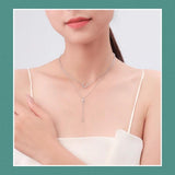 925 Silver Double Layer Zircon Moon Necklace Pendant