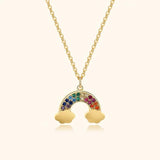S925 Silver Rainbow Cloud Necklace Zircon Pendant