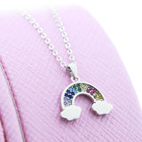 S925 Silver Rainbow Cloud Necklace Zircon Pendant