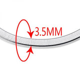 925 Sterling Silver Men Necklace Flat Thin Snake Chain 3-4mm Unisex