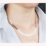 925 Sterling Silver Men Necklace Flat Thin Snake Chain 3-4mm Unisex
