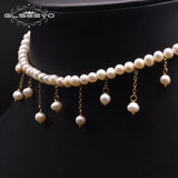 Beaded Tassel Choker Necklace w/ Fresh Water Pearl Jewelry