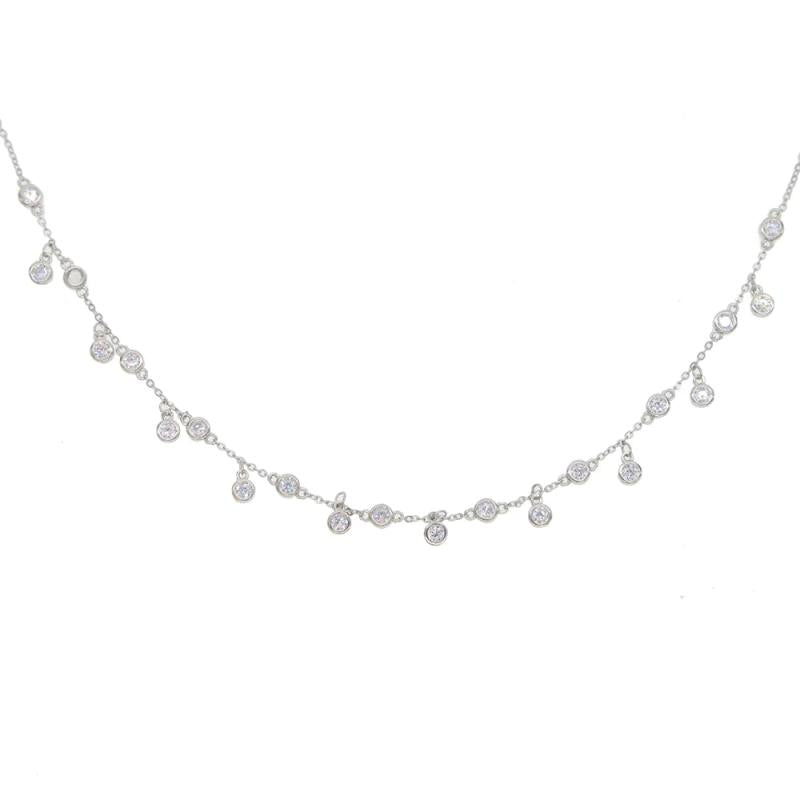 925 Silver CZ Drop Charm Tassel Necklace for Wedding Bridal