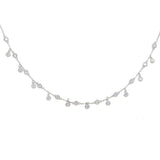 925 Silver CZ Drop Charm Tassel Necklace for Wedding Bridal