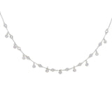 925 Silver CZ Drop Charm Tassel Necklace for Wedding Bridal