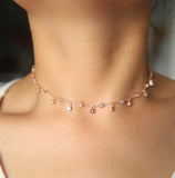 925 Silver CZ Drop Charm Tassel Necklace for Wedding Bridal