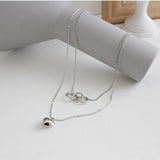 925 Silver Triple Circle Necklace Heart Pendant Double Layer Choker Gift
