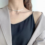 925 Silver White Flat Blade Snake Bone Chain Choker Necklace C-X2024