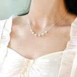 Peach Pearl Pendant Choker Necklace 925 Silver