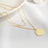 925 Silver Ball Beads Choker Necklace with Blank Disc Pendant