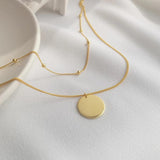 925 Silver Ball Beads Choker Necklace with Blank Disc Pendant