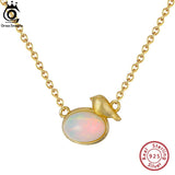 925 Silver Opal Neacklace with Bird Pendant for Women