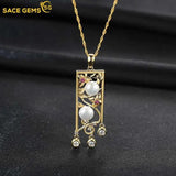 Engraved Allergy Prevention Silver Necklace with Zircon Pearl