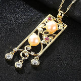 Engraved Allergy Prevention Silver Necklace with Zircon Pearl