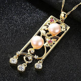 Engraved Allergy Prevention Silver Necklace with Zircon Pearl