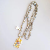 Labradorite Hematite Crystal Pendant Necklace 32inch