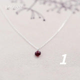 925 Silver Water Drop Pendant Red Garnet Necklace