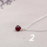 925 Silver Water Drop Pendant Red Garnet Necklace