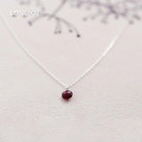 925 Silver Water Drop Pendant Red Garnet Necklace