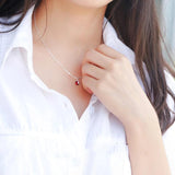 925 Silver Water Drop Pendant Red Garnet Necklace