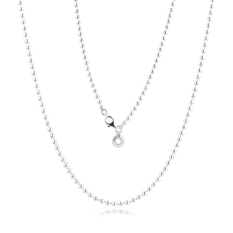 Autumn Silver Polished Ball Chain Necklace 925 Sterling Silver Jewelry