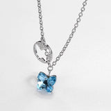 925 Silver Butterfly Pendant Necklaces Sparkling & Pink Crystal Jewelry