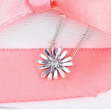 Spring Pave Daisy Flower Collier Necklace 925 Sterling Silver Jewelry