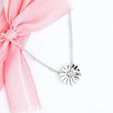 Spring Pave Daisy Flower Collier Necklace 925 Sterling Silver Jewelry
