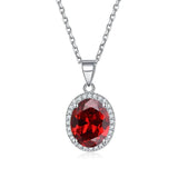 925 Sterling Silver Round Zircon Necklace for Women