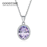 925 Sterling Silver Round Zircon Necklace for Women