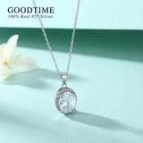 925 Sterling Silver Round Zircon Necklace for Women