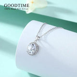 925 Sterling Silver Round Zircon Necklace for Women