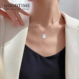 925 Sterling Silver Round Zircon Necklace for Women