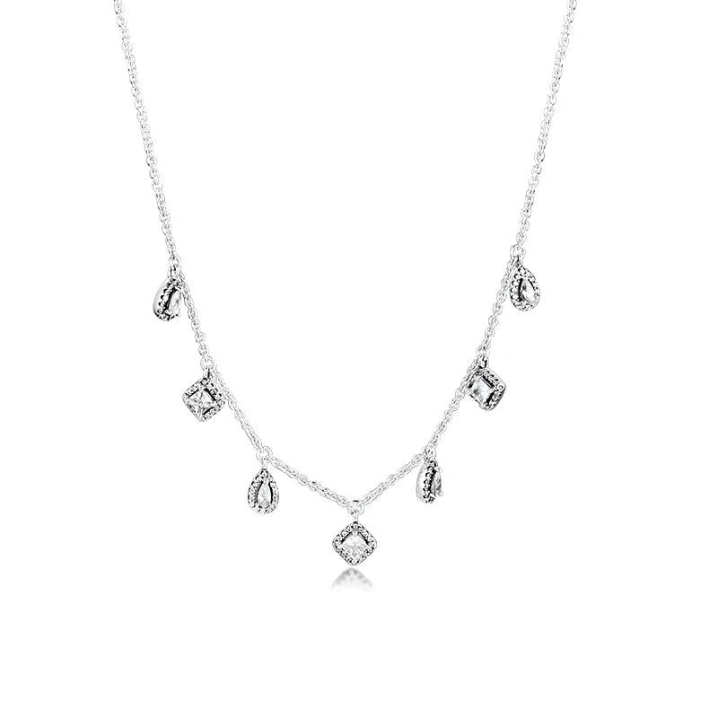 925 Silver Geometric Shapes Necklace with CZ