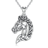 Eudora Horse Head Pendant Celtic Knot Vintage Silver Necklace